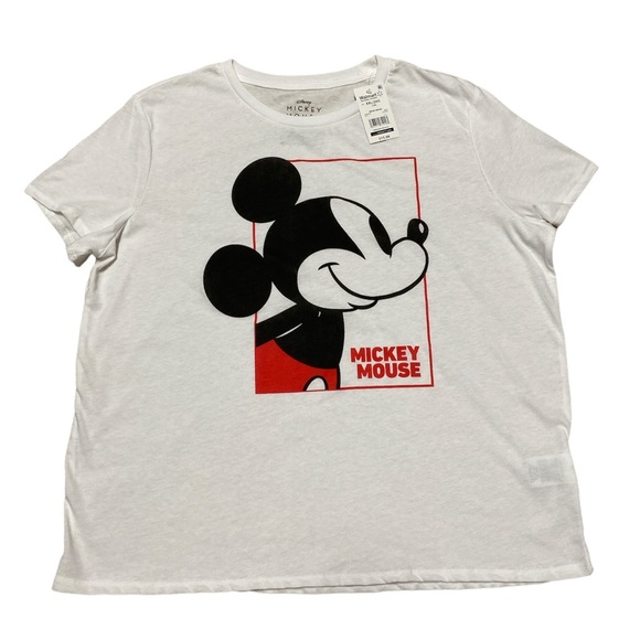 Disney Mickey Mouse White Juniors T Shirt Size XXL NEW NWT - Picture 1 of 12